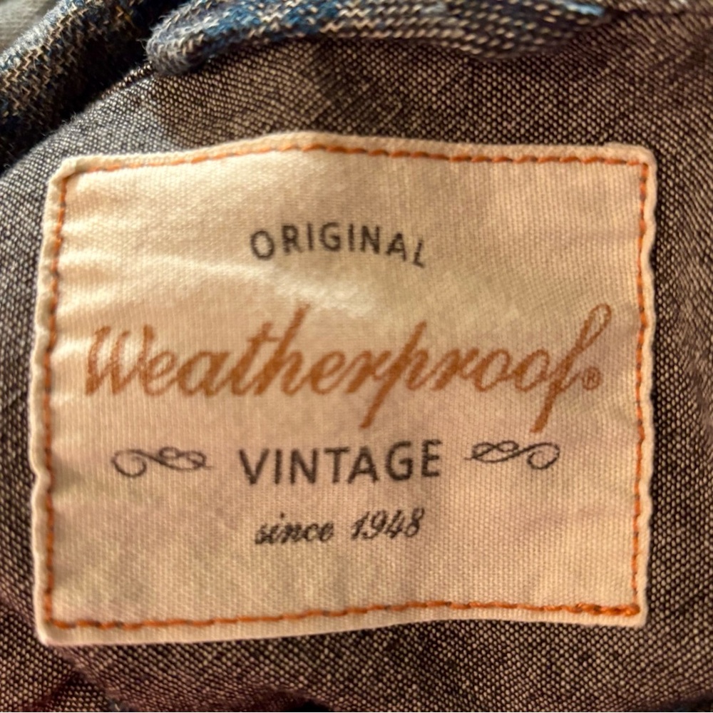 Original Weatherproof Vintage Flannel Shirt Men’s Medium Blue Plaid Button Up - Picture 7 of 10